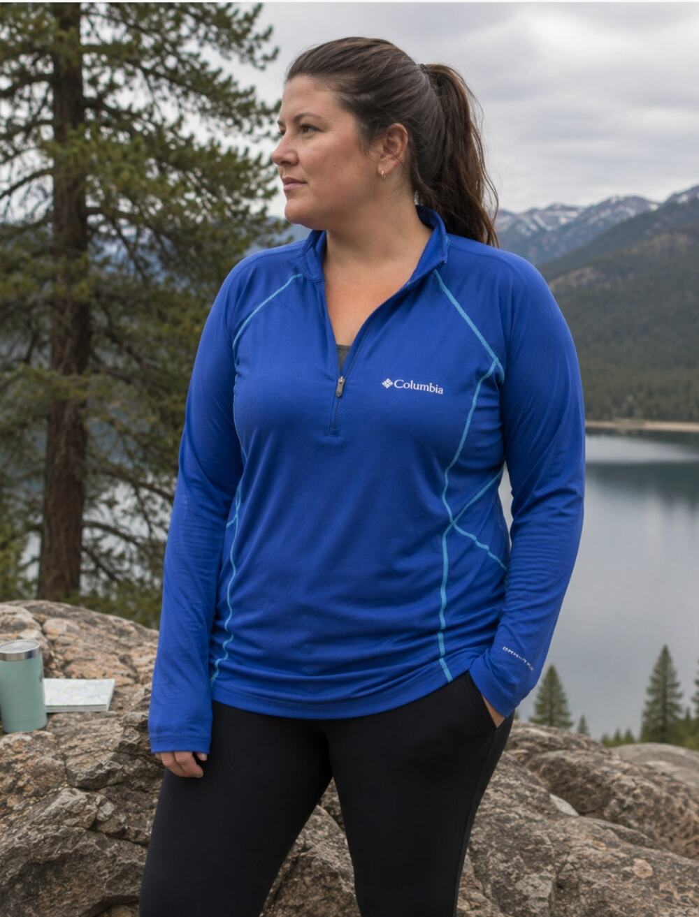 Columbia Women's Large Blue Jacket Thermal 1/4 Zip Gorpcore Utility Outdoors
